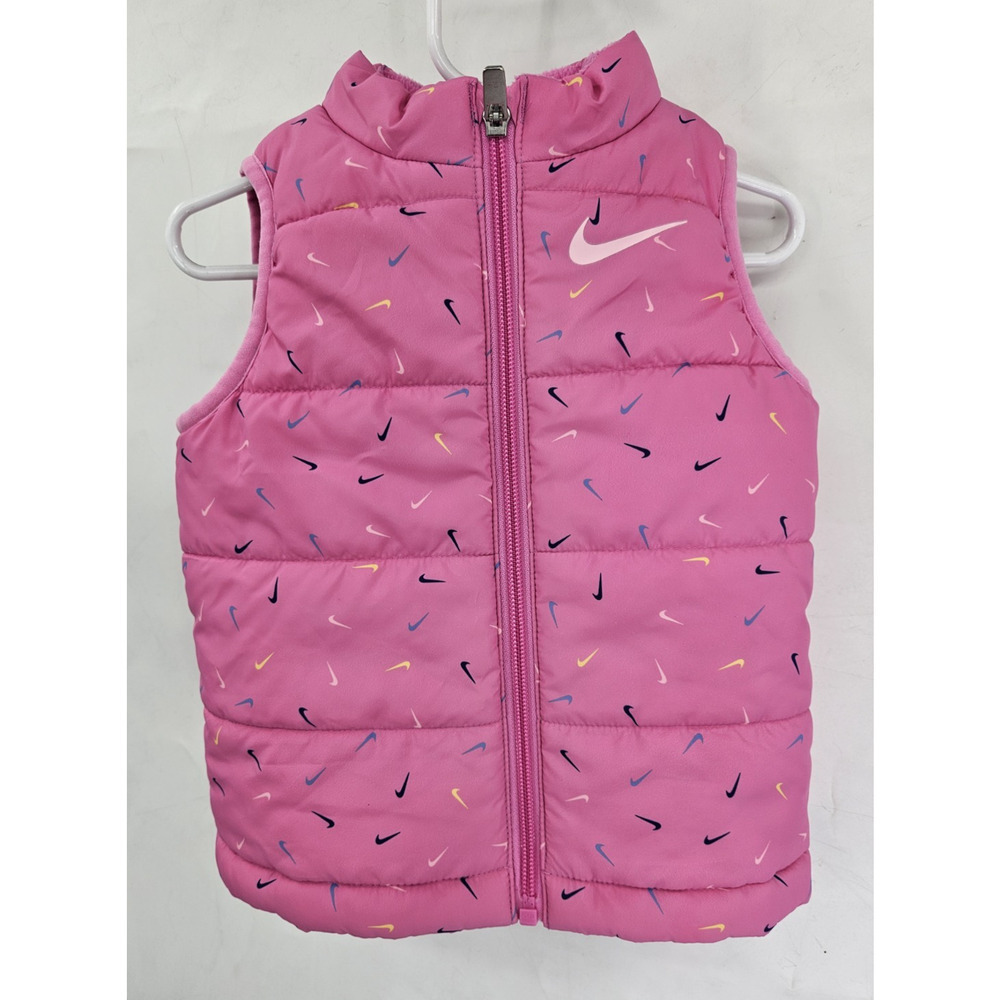 Nike Toddler Girls 2T Pink Zip Vest Puffer Sleeveless Jacket Outerwear Colorful